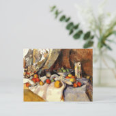 セザンヌ- Still Life Post、ボトル、カップ、フルーツ ポストカード (スタンド正面)