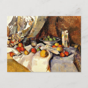 セザンヌ- Still Life Post、ボトル、カップ、フルーツ ポストカード