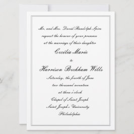 セシリア伝統的:結婚式招待状（黒） 招待状