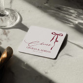 セシリア バーガンディ ボウ スクエア ペーパーコースター