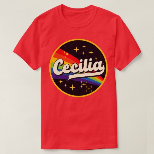 セシリア・レインボーインスペースヴィンテージスタイル Tシャツ (デザイン正面)
