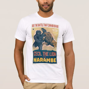 セシルライオン対Harambeゴリラ映画 Tシャツ