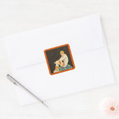 セシル・ションプレのヴィンテージ アールデコ 女性、喫煙 スクエアシール (封筒)