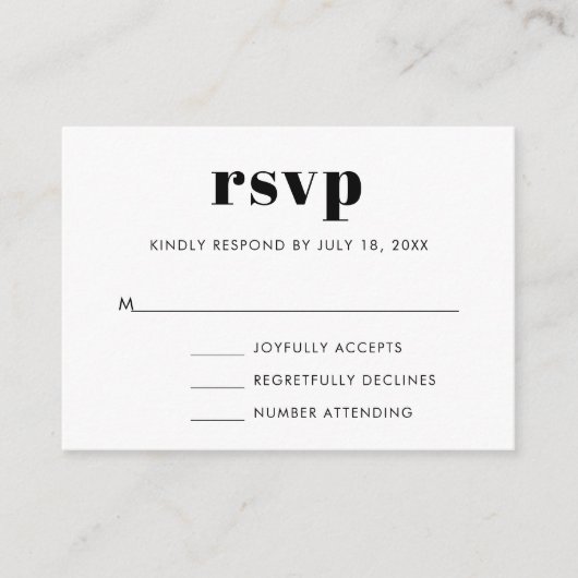 セシンプルリフ結婚のRSVP エンクロージャーカード (正面)