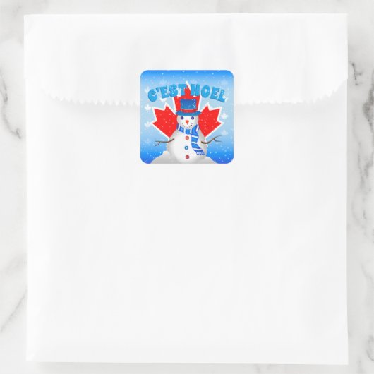 セストノエル雪だるまカナダメープルリーフクリスマス スクエアシール (バッグ)