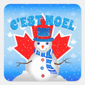 セストノエル雪だるまカナダメープルリーフクリスマス スクエアシール (正面)
