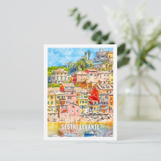 セストリレヴァンテイタリア有名な旅行水の色 ポストカード (スタンド正面)