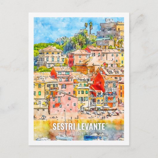 セストリレヴァンテイタリア有名な旅行水の色 ポストカード (正面)