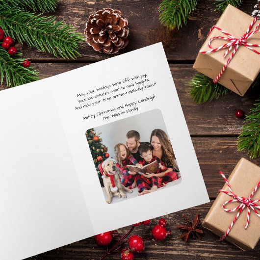 セスナ機がクリスマスツリーを運ぶ 写真 ユーモア カード