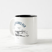セスナ航空おもしろい機飛行機飛行パイロット飛んでいる ツートーンマグカップ (正面左)