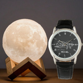 セスナ飛行機&雲、航空クール用のカスタムギフト 腕時計