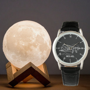 セスナ飛行機&雲、航空クール用のカスタムギフト 腕時計