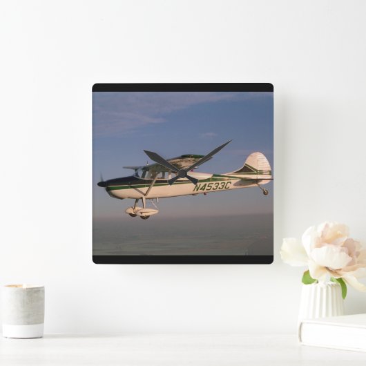 セスナ170 1953年、SonomaのCA_Classicの航空 スクエア壁時計 (ホーム)