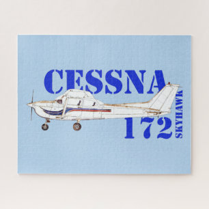 セスナ172スカイホーク航空機デザインのイラスト ジグソーパズル