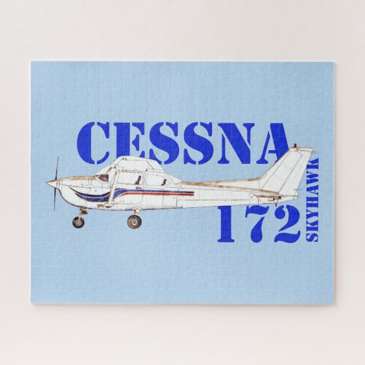 セスナ172スカイホーク航空機デザインのイラスト ジグソーパズル (横)