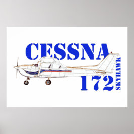 セスナ172スカイホーク航空機デザインのイラスト ポスター
