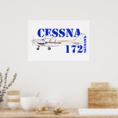 セスナ172スカイホーク航空機デザインのイラスト ポスター (キッチン)