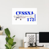 セスナ172スカイホーク航空機デザインのイラスト ポスター (ホームオフィス)