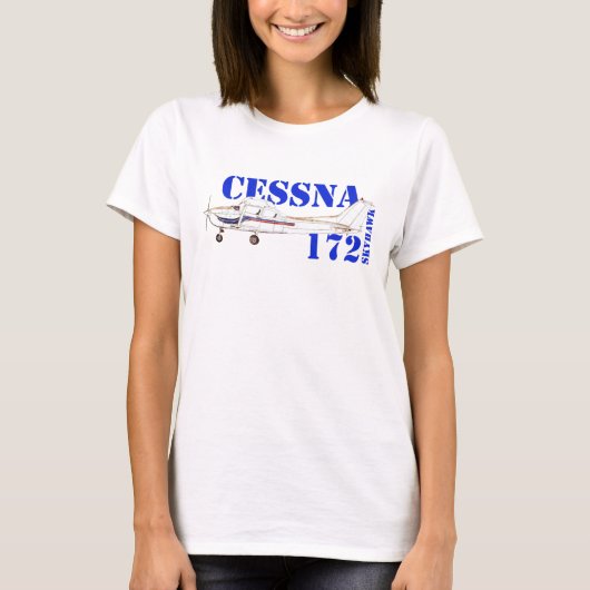 セスナ172スカイホーク航空機デザインのイラスト Tシャツ (正面)
