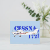 セスナ172 スカイホーク航空機デザインのイラスト ポストカード (スタンド正面)