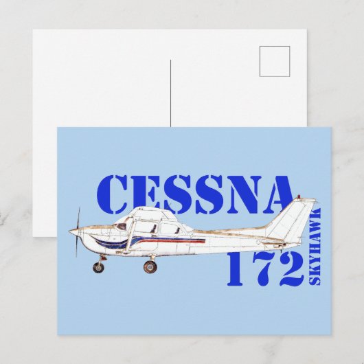 セスナ172 スカイホーク航空機デザインのイラスト ポストカード (正面/裏面)