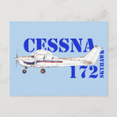 セスナ172 スカイホーク航空機デザインのイラスト ポストカード (正面)