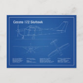 セスナ172 Skyhawk – 飛行機の設計図の計画AD ポストカード (正面)