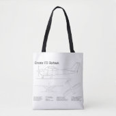 セスナ172 Skyhawk – 飛行機の設計図プランBD トートバッグ (正面)