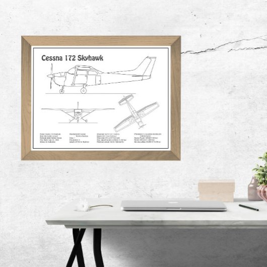 セスナ172 Skyhawk – 飛行機の設計図プランBD フォトプリント