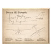 セスナ172 Skyhawk – 飛行機の設計図プランSD フォトプリント (正面)