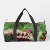 セダムの花に佇むカマキリの名入れデザイン ダッフルバッグ (裏面)