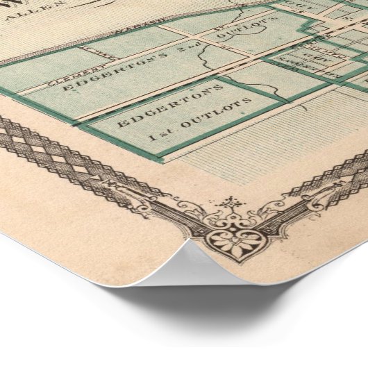 セダルビルを持つフォートワインの地図 ポスター (角)