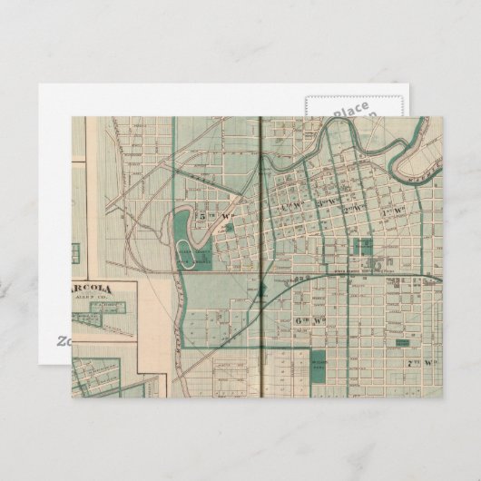 セダルビルを持つフォートワインの地図 ポストカード (正面/裏面)