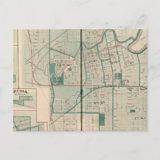 セダルビルを持つフォートワインの地図 ポストカード (正面)