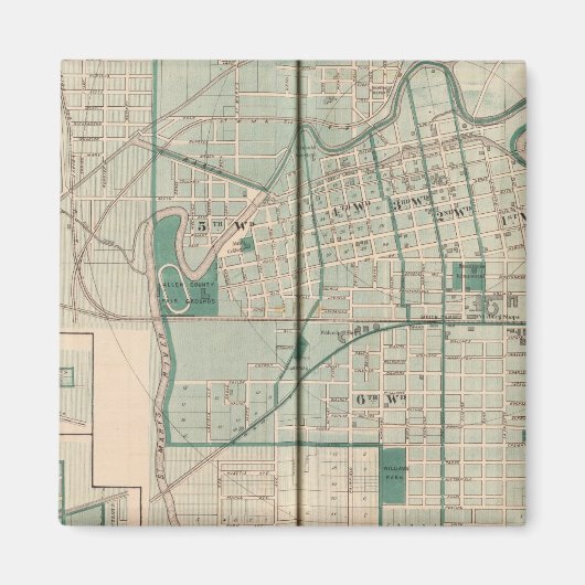 セダルビルを持つフォートワインの地図 マグネット (正面)