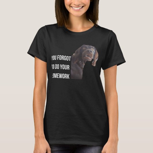 セッターおもしろいブラックゴードンミームよ忘れり宿題 Tシャツ (正面)