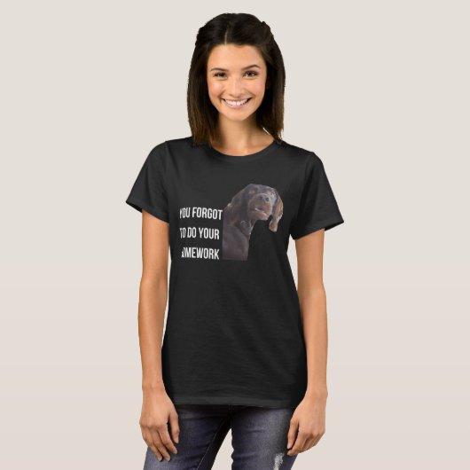 セッターおもしろいブラックゴードンミームよ忘れり宿題 Tシャツ (正面フル)