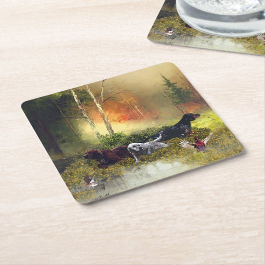 セッターズファミリ スクエアペーパーコースター (アングル)