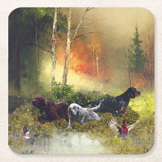 セッターズファミリ スクエアペーパーコースター (正面)