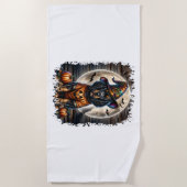 セッタードッグハロウィーン広場 ビーチタオル (正面)