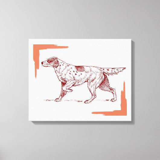 セッター犬 キャンバスプリント (正面)