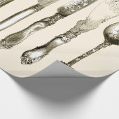 セットの包装紙を食事するヴィンテージの食事用器具類 ラッピングペーパー (角)