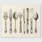 セットの包装紙を食事するヴィンテージの食事用器具類 ラッピングペーパー (フラット)