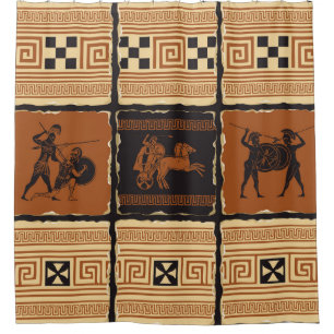 セットの型枠の古代ギリシャのテーマで シャワーカーテン