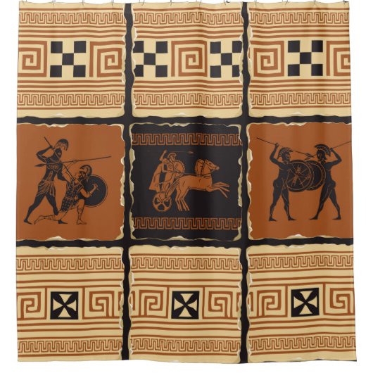セットの型枠の古代ギリシャのテーマで シャワーカーテン (正面)