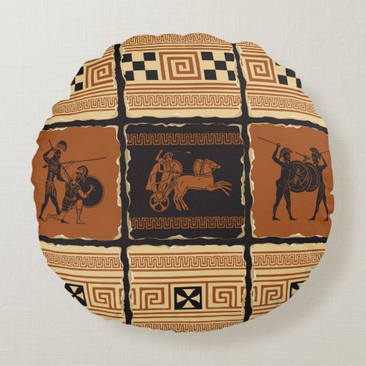 セットの型枠の古代ギリシャのテーマで ラウンドクッション (正面)