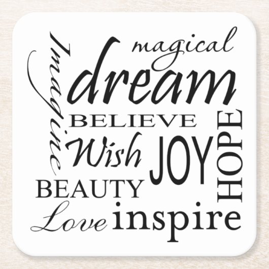 セットの6つの紙コースターズドリーム スクエアペーパーコースター (正面)