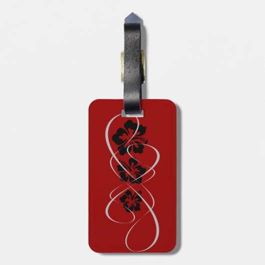 セットを結婚します-ハイビスカスによっては黒い赤が活気づきます ラゲッジタグ (裏面縦)