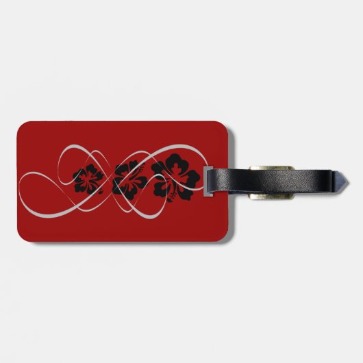 セットを結婚します-ハイビスカスによっては黒い赤が活気づきます ラゲッジタグ (裏面横)