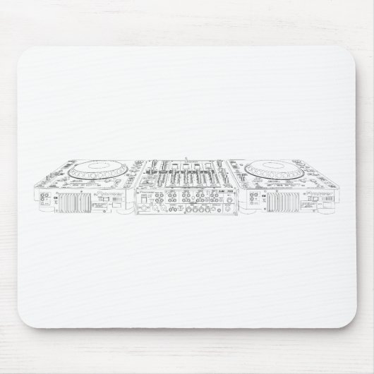 セットアップされる先駆的CDJ-1000 - DJ Djingのディスクジョッキー マウスパッド (正面)